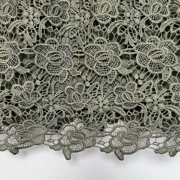 NWT Nanette Lepore Winding Vines Mock Neck Guipure Lace Tank Blouse Olive Green - Picture 9 of 10